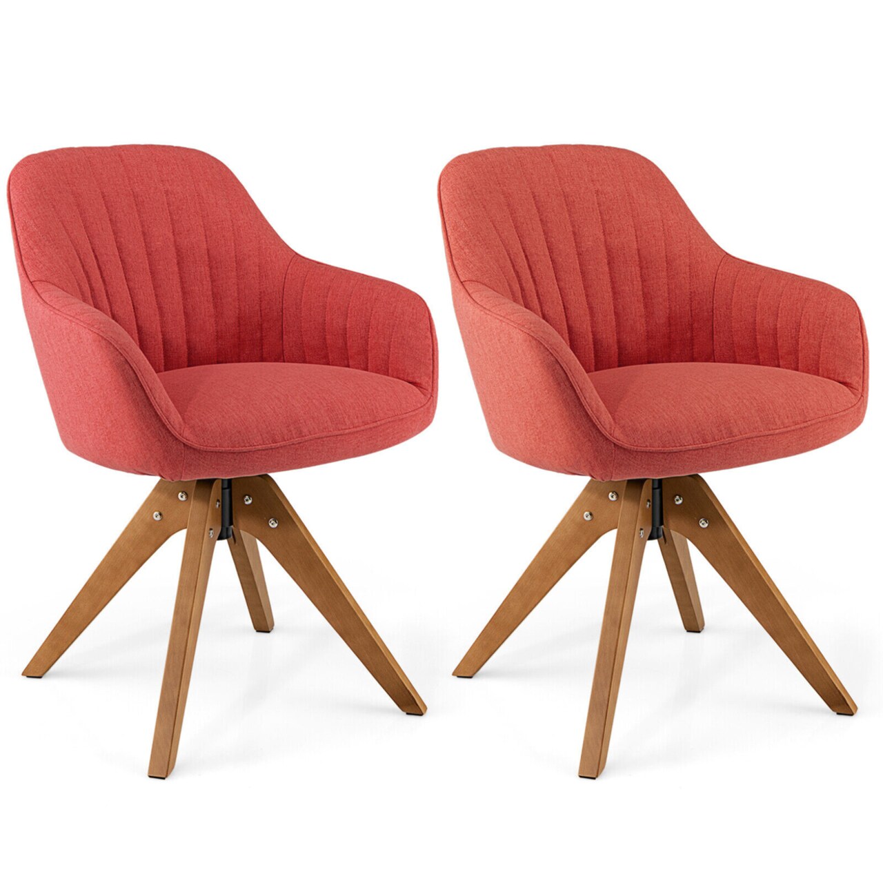 Gymax Set of 2 Swivel Accent Chair Modern Desk Armchair Home Office w/ Wood Legs